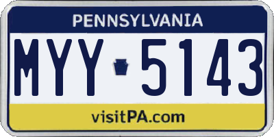 PA license plate MYY5143