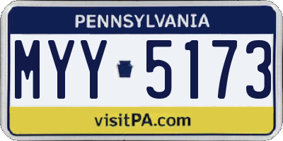 PA license plate MYY5173