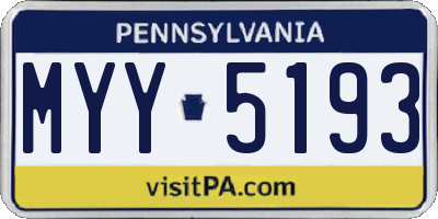PA license plate MYY5193