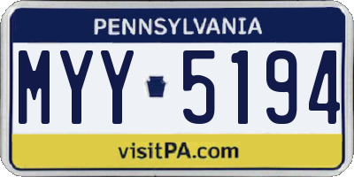 PA license plate MYY5194