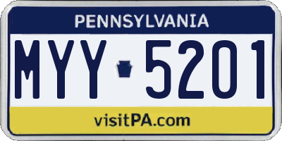 PA license plate MYY5201