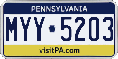 PA license plate MYY5203