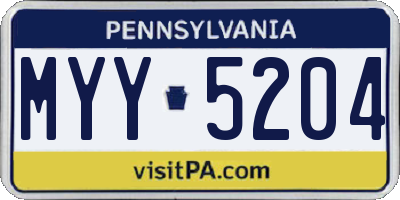 PA license plate MYY5204