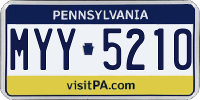 PA license plate MYY5210