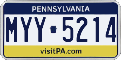 PA license plate MYY5214