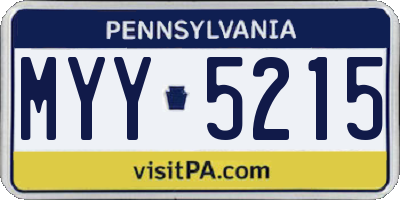 PA license plate MYY5215