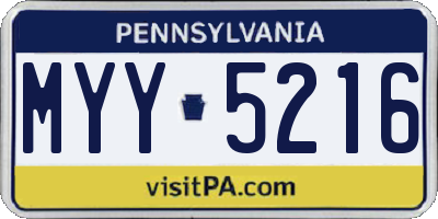 PA license plate MYY5216