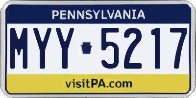 PA license plate MYY5217