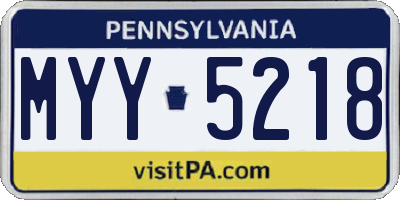 PA license plate MYY5218