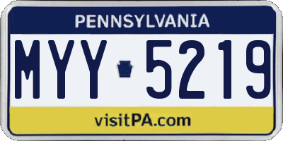 PA license plate MYY5219