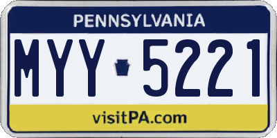 PA license plate MYY5221
