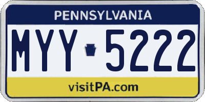 PA license plate MYY5222