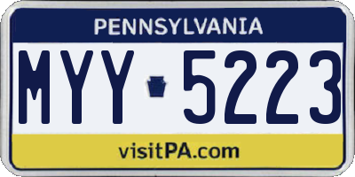 PA license plate MYY5223
