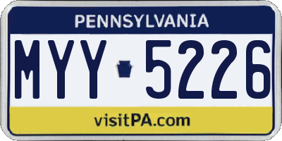 PA license plate MYY5226