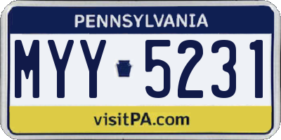 PA license plate MYY5231
