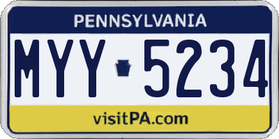 PA license plate MYY5234