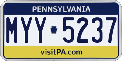 PA license plate MYY5237