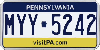 PA license plate MYY5242