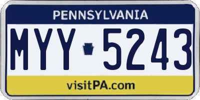 PA license plate MYY5243