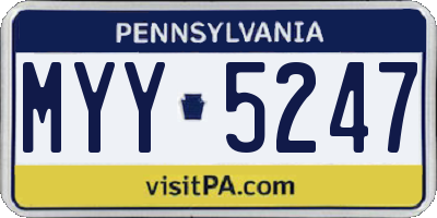PA license plate MYY5247