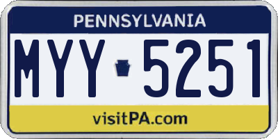 PA license plate MYY5251