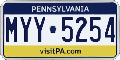 PA license plate MYY5254