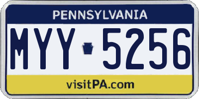 PA license plate MYY5256