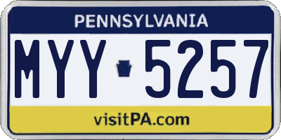 PA license plate MYY5257