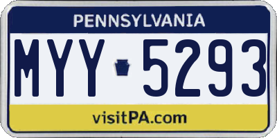 PA license plate MYY5293