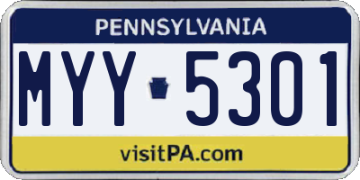 PA license plate MYY5301