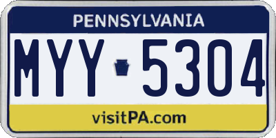PA license plate MYY5304