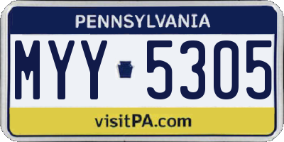 PA license plate MYY5305