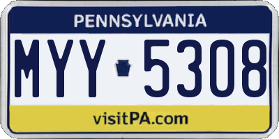 PA license plate MYY5308