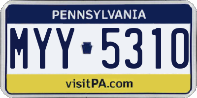 PA license plate MYY5310