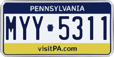 PA license plate MYY5311