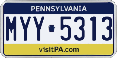PA license plate MYY5313