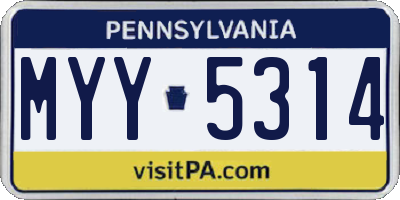 PA license plate MYY5314