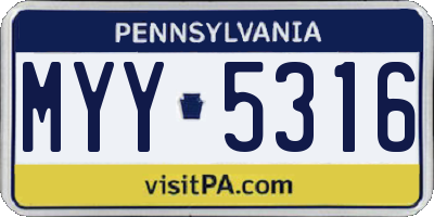 PA license plate MYY5316