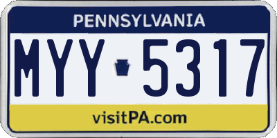 PA license plate MYY5317