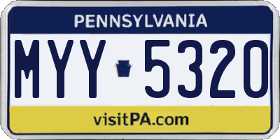 PA license plate MYY5320