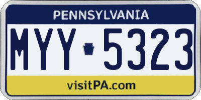 PA license plate MYY5323