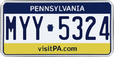 PA license plate MYY5324