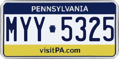 PA license plate MYY5325