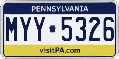 PA license plate MYY5326