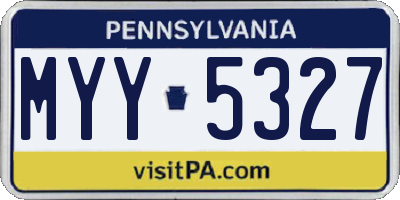 PA license plate MYY5327