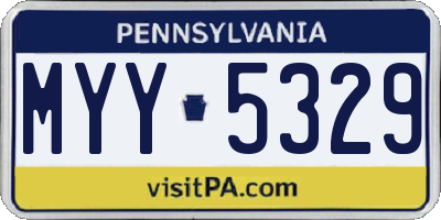 PA license plate MYY5329