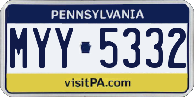 PA license plate MYY5332