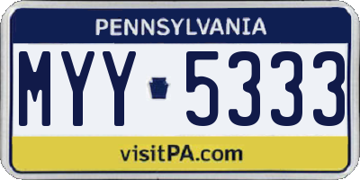 PA license plate MYY5333