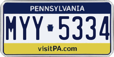 PA license plate MYY5334