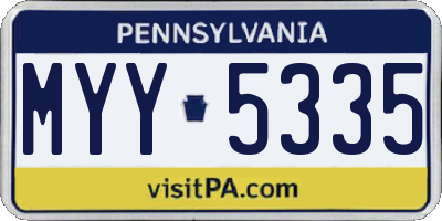 PA license plate MYY5335